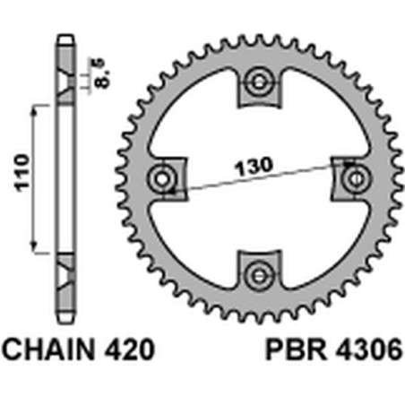 PBR ZĘBATKA TYLNA 4306 55 HONDA CR 80/85 (JTR215.55)* (ŁAŃC. 420) (MADE IN ITALY)