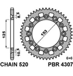 PBR WYPRZEDAZ ZĘBATKA TYLNA 4307 39 HONDA CRM 250 '91 (JAPAN) (JTR210.39) (MADE IN ITALY)