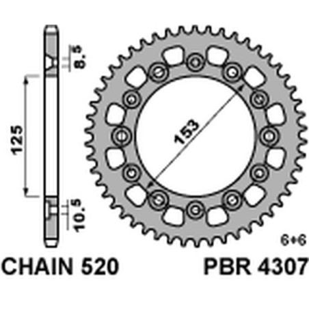 PBR WYPRZEDAZ ZĘBATKA TYLNA 4307 39 HONDA CRM 250 '91 (JAPAN) (JTR210.39) (MADE IN ITALY)