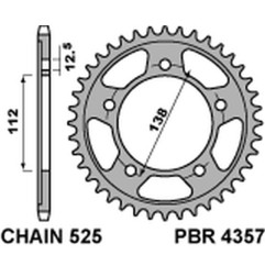 PBR PROMOCJA ZĘBATKA TYLNA 4357 38 C45 HONDA VT 750S 11-13 (JTR1304.38) (ŁAŃC. 525) (MADE IN ITALY)