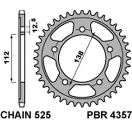 PBR PROMOCJA ZĘBATKA TYLNA 4357 38 C45 HONDA VT 750S 11-13 (JTR1304.38) (ŁAŃC. 525) (MADE IN ITALY)