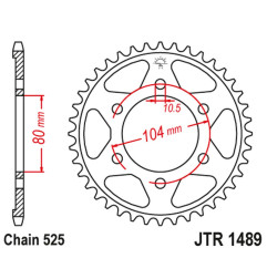 JT ZĘBATKA TYLNA 4359 41 KAWASAKI ZX 6 R '98-'02, Z 1000 '07-'09, ZX10R '04-'15 (435941JTZBK) (ŁAŃC. 525) KOLOR CZARNY