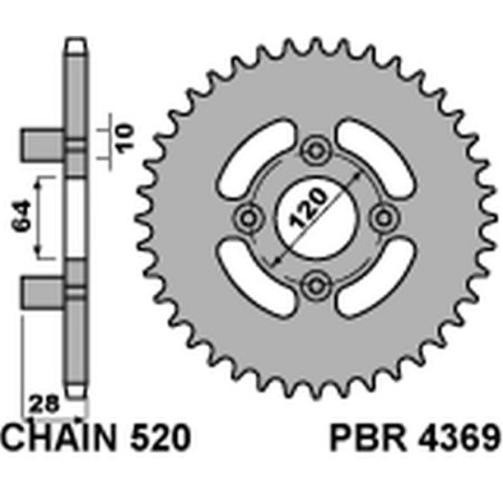 PBR PROMOCJA ZĘBATKA TYLNA 4369 41 C45 HONDA AX1 250 (00-05) (ŁAŃC. 520) (MADE IN ITALY)