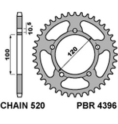 PBR ZĘBATKA TYLNA 4396 39 APRILIA RS 125 06-12 (JTR703.39) (MADE IN ITALY)