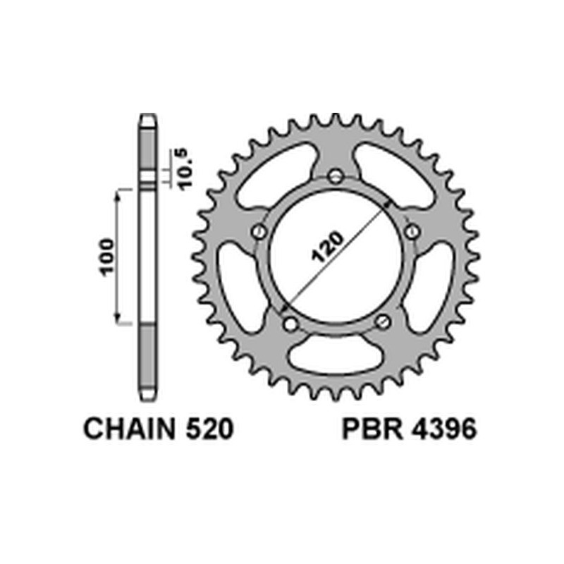 PBR ZĘBATKA TYLNA 4396 39 APRILIA RS 125 06-12 (JTR703.39) (MADE IN ITALY)
