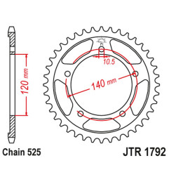 JT ZĘBATKA TYLNA 4398 45 SUZUKI GSXR 600 '01-'05, GSXR 750 '06-'10 (439848JTZBK)* (ŁAŃC. 525) KOLOR CZARNY