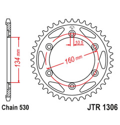 JT ZĘBATKA TYLNA 4399 42 HONDA CBR 1000RR '06-'16, CBR 900RR '00-'03 (439942JTZBK) (ŁAŃC. 530) KOLOR CZARNY