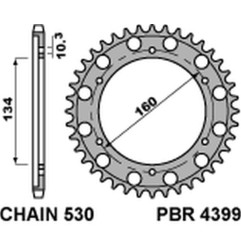 PBR PROMOCJA ZĘBATKA TYLNA 4399 44 C45 CBR 900 RR`00-03, CBR 1000RR`06-15 (JTR1306.44) (ŁAŃC. 530) (+2) (MADE IN ITALY)