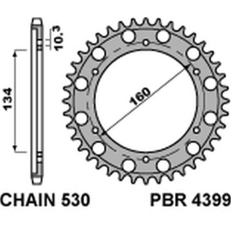 PBR PROMOCJA ZĘBATKA TYLNA 4399 44 C45 CBR 900 RR`00-03, CBR 1000RR`06-15 (JTR1306.44) (ŁAŃC. 530) (+2) (MADE IN ITALY)