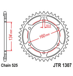 JT ZĘBATKA TYLNA 4405 41 HONDA CBR 600RR '07-'16 (440541JTZBK) (ŁAŃC. 525) KOLOR CZARNY