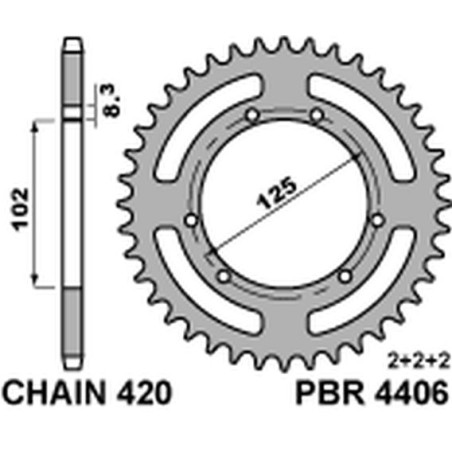 PBR ZĘBATKA TYLNA 4406 53 F DERBI SENDA 50R/SM 00-12 (ŁAŃC. 420) (JTR1132.53) (MADE IN ITALY)