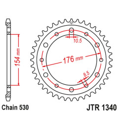 JT ZĘBATKA TYLNA 4434 43 HONDA VFR750, VFR800 V-TEC '02-'14, VFR800X CROSSRUNNER '11-'15 (443443JTZBK) KOLOR CZARNY