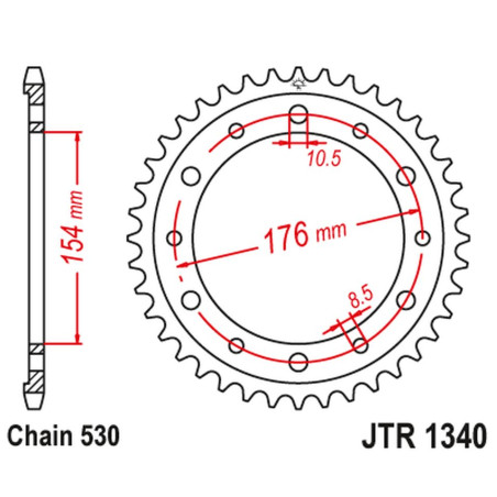 JT ZĘBATKA TYLNA 4434 43 HONDA VFR750, VFR800 V-TEC '02-'14, VFR800X CROSSRUNNER '11-'15 (443443JTZBK) KOLOR CZARNY