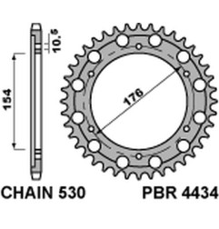 PBR WYPRZEDAZ ZĘBATKA TYLNA 4434 44 C45 HONDA CB 1000R (08-16) (JTR1340.44) (ŁAŃC. 530) (MADE IN ITALY)