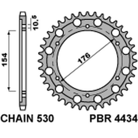 PBR WYPRZEDAZ ZĘBATKA TYLNA 4434 44 C45 HONDA CB 1000R (08-16) (JTR1340.44) (ŁAŃC. 530) (MADE IN ITALY)