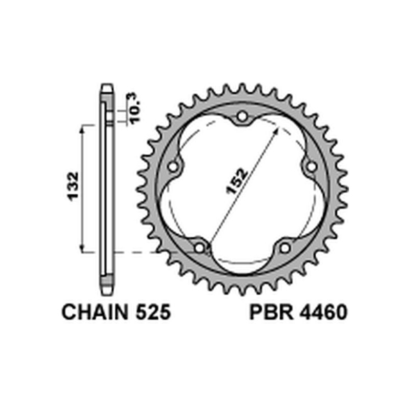 PBR ZĘBATKA TYLNA 4460 43 ( STAL HARTOWANA ) MV AUGUSTA 800/910/920/989/990/1000 04-16 (ŁAŃCUCH 525) (MADE IN ITALY)