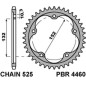 PBR ZĘBATKA TYLNA 4460 43 ( STAL HARTOWANA ) MV AUGUSTA 800/910/920/989/990/1000 04-16 (ŁAŃCUCH 525) (MADE IN ITALY)