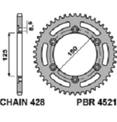 PBR WYPRZEDAZ ZĘBATKA TYLNA 4521 45 F HONDA CG 125 ES (04-06) (ŁAŃC. 428) (MADE IN ITALY)