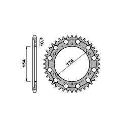 PBR ZĘBATKA TYLNA 4562 44 C45 HONDA CB 1000R '08-'18 (JTR1340.44) OTWÓR-10,5MM (ŁAŃC. 530) (STD.) (MADE IN ITALY)