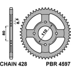PBR WYPRZEDAZ ZĘBATKA TYLNA 4597 42 C45 HONDA CBF 125 09-14 (JTR1219.42) (ŁAŃC. 428) (MADE IN ITALY)