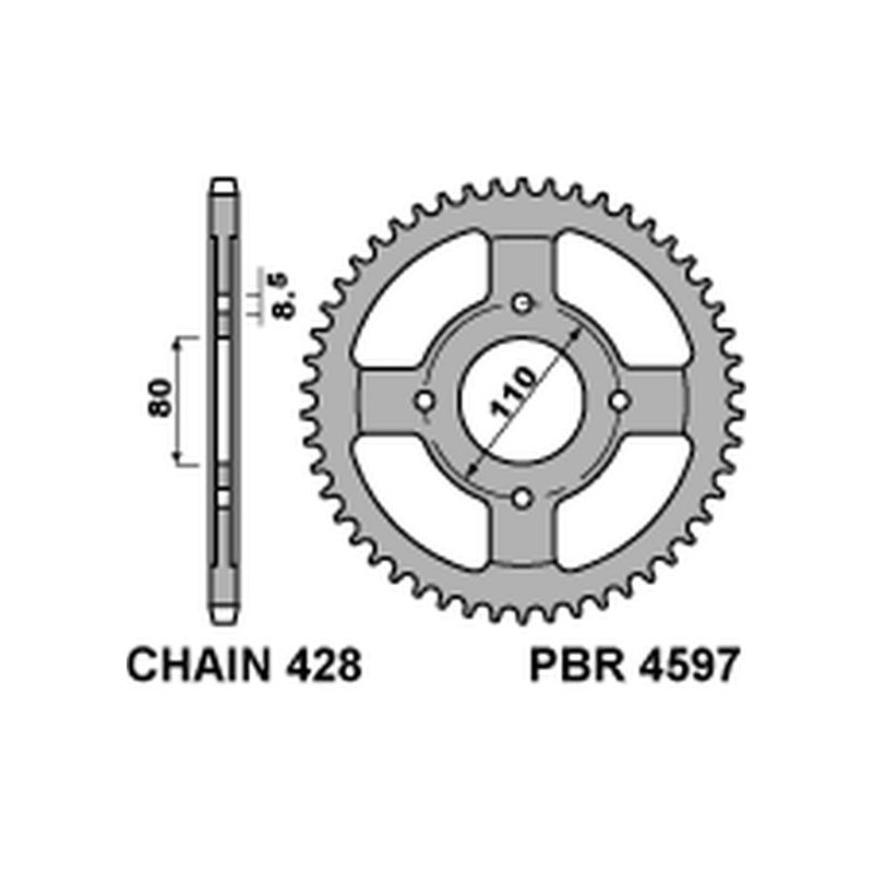 PBR WYPRZEDAZ ZĘBATKA TYLNA 4597 42 C45 HONDA CBF 125 09-14 (JTR1219.42) (ŁAŃC. 428) (MADE IN ITALY)