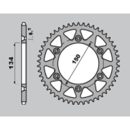 JR WYPRZEDAŻ ZĘBATKA TYLNA ALUMINIOWA 489 48 KAWASAKI KX 125/250/500 '84-'08, KDX 200 '84-'06, KDX 220 '97-'05