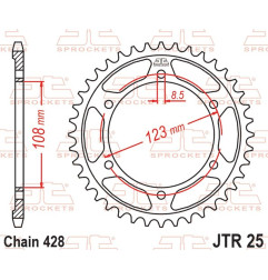 JT ZĘBATKA TYLNA 4606 58 APRILIA RS 125 / REPLICA / TUONO 125 '21-'23 (460658JT) (ŁAŃC. 428)