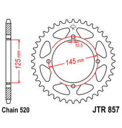 JT ZĘBATKA TYLNA 857 45 YAMAHA XT 600E '90-03, XT 660Z TENERE '91-00 (85745JTZBK) KOLOR CZARNY - PATRZ RÓWNIEŻ 458845JT