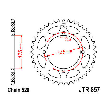 JT ZĘBATKA TYLNA 857 45 YAMAHA XT 600E '90-03, XT 660Z TENERE '91-00 (85745JTZBK) KOLOR CZARNY - PATRZ RÓWNIEŻ 458845JT