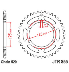 JT ZĘBATKA TYLNA 866 46 YAMAHA XTZ 750 89-98 (3LD) (86645JTZBK) (ŁAŃC. 520) KOLOR CZARNY
