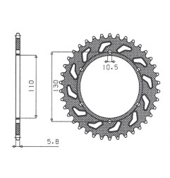 SUNSTAR ZĘBATKA TYLNA 504 42 KAWASAKI ER5 (97-06) (JTR486.42) (ŁAŃC. 520) (50442JT)