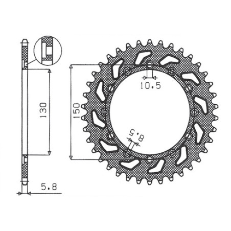SUNSTAR ZĘBATKA TYLNA 236 47 / 245 47 HONDA NX 650 95-01, YAMAHA XJ 6 09-15, YAMAHA WR 250R '08-'10 (JTR245/2.47)