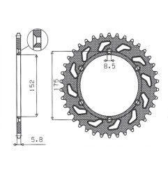 SUNSTAR ZĘBATKA TYLNA 856 48 YAMAHA TT600 R '98-'03, TT600S '93-'95 (JTR853.48) (ŁAŃC. 520) (85648JT)