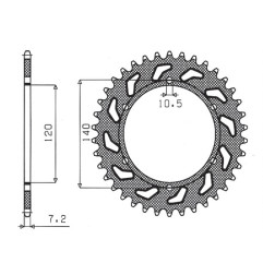 SUNSTAR ZĘBATKA TYLNA 5301 39 KAWASAKI ZR 750 ZEPHYR 91-99,W 650 99-06 (JTR498.39) (ŁAŃC. 525) (530139JT)