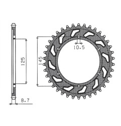 SUNSTAR ZĘBATKA TYLNA 865 45 YAMAHA FZR 600 '92-'93 (3HE) (JTR865.45) (ŁAŃC. 530) (86545JT)