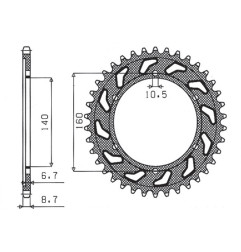 SUNSTAR ZĘBATKA TYLNA 502 48 KAWASAKI GPX 750R, GPZ 750/900/1100, ZRX/ZZR 1100 (JTR502.48) (ŁAŃC. 530) (50248JT)