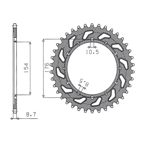 SUNSTAR ZĘBATKA TYLNA 4434 43 HONDA VFR750, VFR800 V-TEC '02-'14, VFR800X CROSSRUNNER '11-'15 (JTR1340.43) (ŁAŃC. 530)