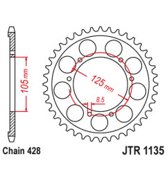 JT ZĘBATKA TYLNA APRILIA SX 125 '18-'23 (JTR1135.62)* (ŁAŃC. 428)