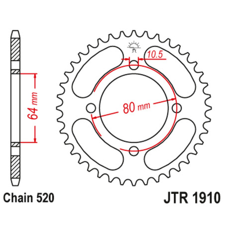 JT ZĘBATKA TYLNA 4394 36 AEON 125/180/190/220 '00-'09, YAMAHA YFA BREEZE '89-'04, YFM 125 GRIZZLY '04-'12 (+4)