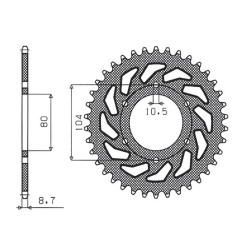 SUNSTAR ZĘBATKA TYLNA 501 33 KAWASAKI Z 750C '80-87, GPZ 1100 '81-85, GPZ 750 '83-89, GPZ 750 TURBO '82-87 (ŁAŃC. 630)