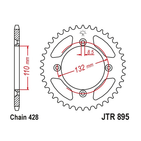 JT ZĘBATKA TYLNA 4486 49 KTM SX 85 '04-'24, 105 XC '07-'11 (448649JTZBK)* (ŁAŃC. 428) KOLOR CZARNY