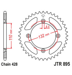 JT ZĘBATKA TYLNA 4486 49 ALUMINIOWA RACELITE KTM SX 85 '04-'24, 105 XC '07-'11 (448649JTA) (ŁAŃC. 428) KOLOR CZARNY