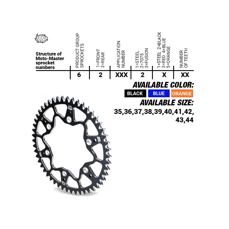 MOTO-MASTER ZĘBATKA TYLNA ALUMINIOWA T7075 4644 40 KTM SX 50/SX 50 MINI '02- , SX-E5 E-BIKE '19 MOTO-MASTER ZĘBATKA TYLNA ALUMINIOWA T7075 4644 40 KTM SX 50/SX 50 MINI '02- , SX-E5 E-BIKE '19