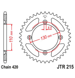 JT ZĘBATKA TYLNA 4306 50 ALUMINIOWA RACELITE HONDA CR 80/85 (430650JTA) (ŁAŃC. 420) KOLOR CZARNY