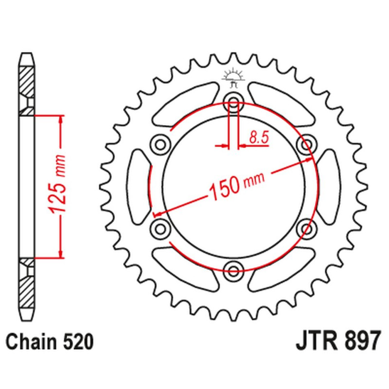JT ZĘBATKA TYLNA 899 50 ALUMINIOWA RACELITE KTM SX/EXC/LC4 (91-25) (89950JTA) (ŁAŃC. 520) KOLOR NIEBIESKI
