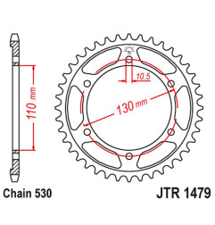 JT ZĘBATKA TYLNA 241 48 YAMAHA YZF-R1 1000 '09-14' (24148JT) (ŁAŃC.530) (CZARNA)
