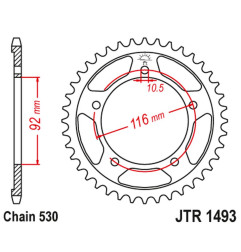 JT ZĘBATKA TYLNA 4542 41 KAWASAKI ZZR 1400 '06-'18 (454241JT) (ŁAŃC. 530) (CZARNA)
