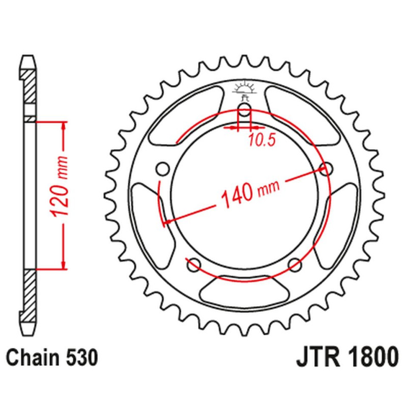 JT ZĘBATKA TYLNA 4409 44 TRIUMPH TIGER 1050 '07-'13 (440944JT) (ŁAŃC. 530) KOLOR CZARNY