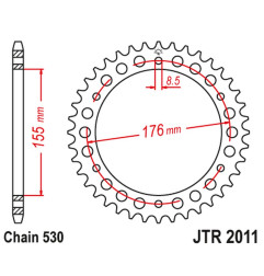 JT ZĘBATKA TYLNA 4392 43 TRIUMPH 900/955/1000 (439243JT) (ŁAŃC. 530) CZARNA