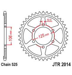 JT ZĘBATKA TYLNA 4529 47 TRIUMPH 675 '06-'17 (452947JT) (ŁAŃC. 525) CZARNA
